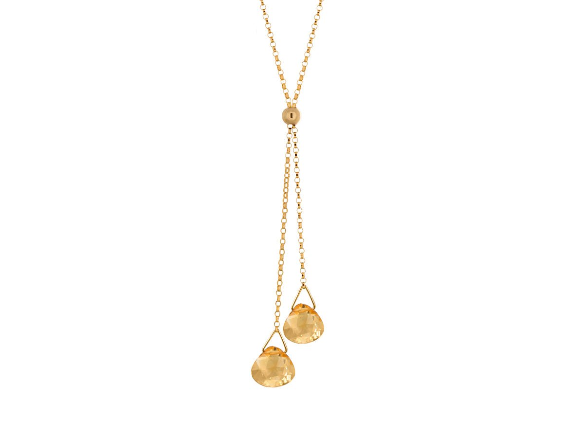 Lantern Citrine Dainty Lariat Necklace - Pamela Lauz Jewellery