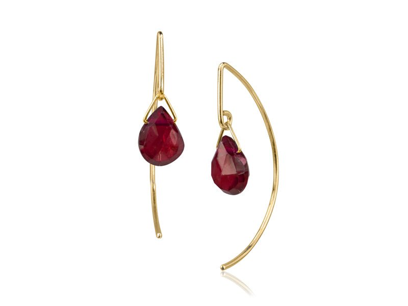 Lantern Garnet Arc Dangle Earrings - Pamela Lauz Jewellery