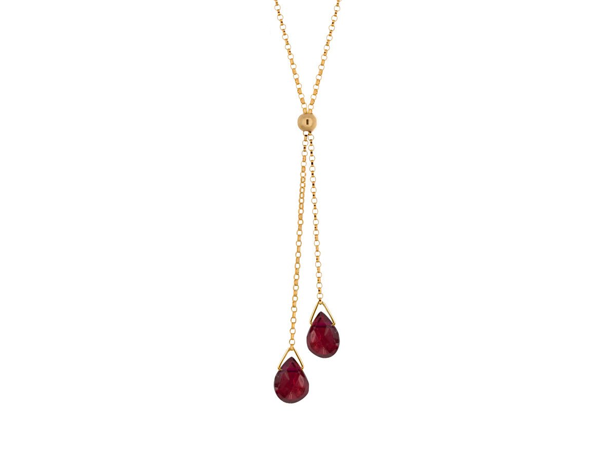 Lantern Garnet Dainty Lariat Necklace - Pamela Lauz Jewellery