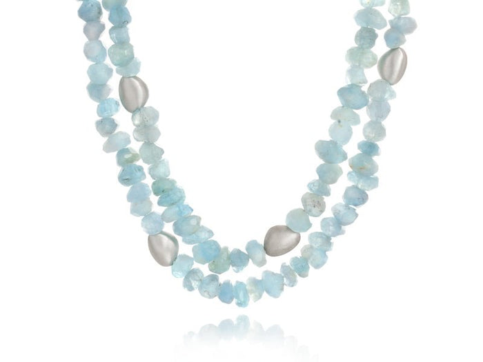 Terra Pebble Aquamarine Opera Necklace - Pamela Lauz Jewellery