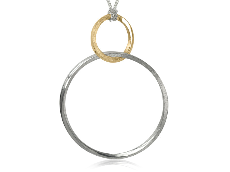 amela Lauz - Mobius Large Orbit Silver and Bronze Circle Twist Necklace 