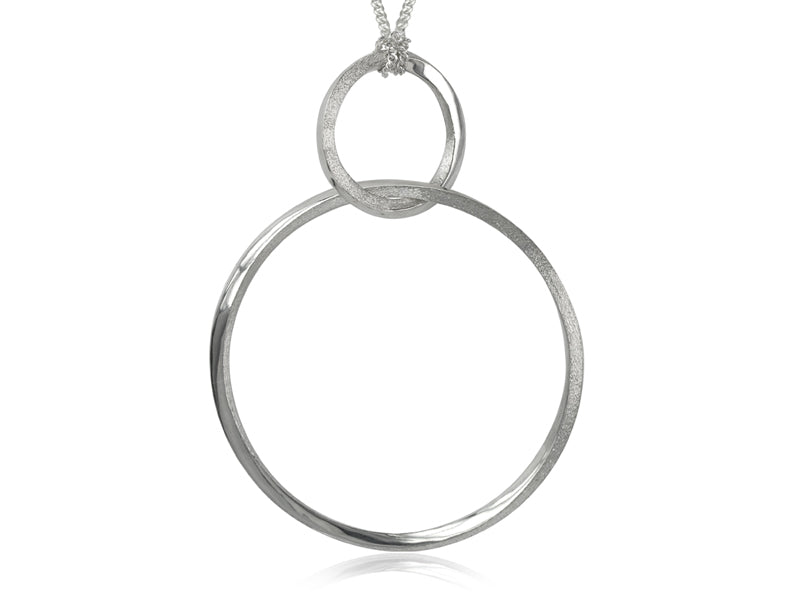 amela Lauz - Mobius Large Orbit Silver Circle Twist Necklace 