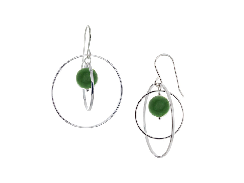 Pamela Lauz - Orbit Green BC Jade Large Loop Earrings