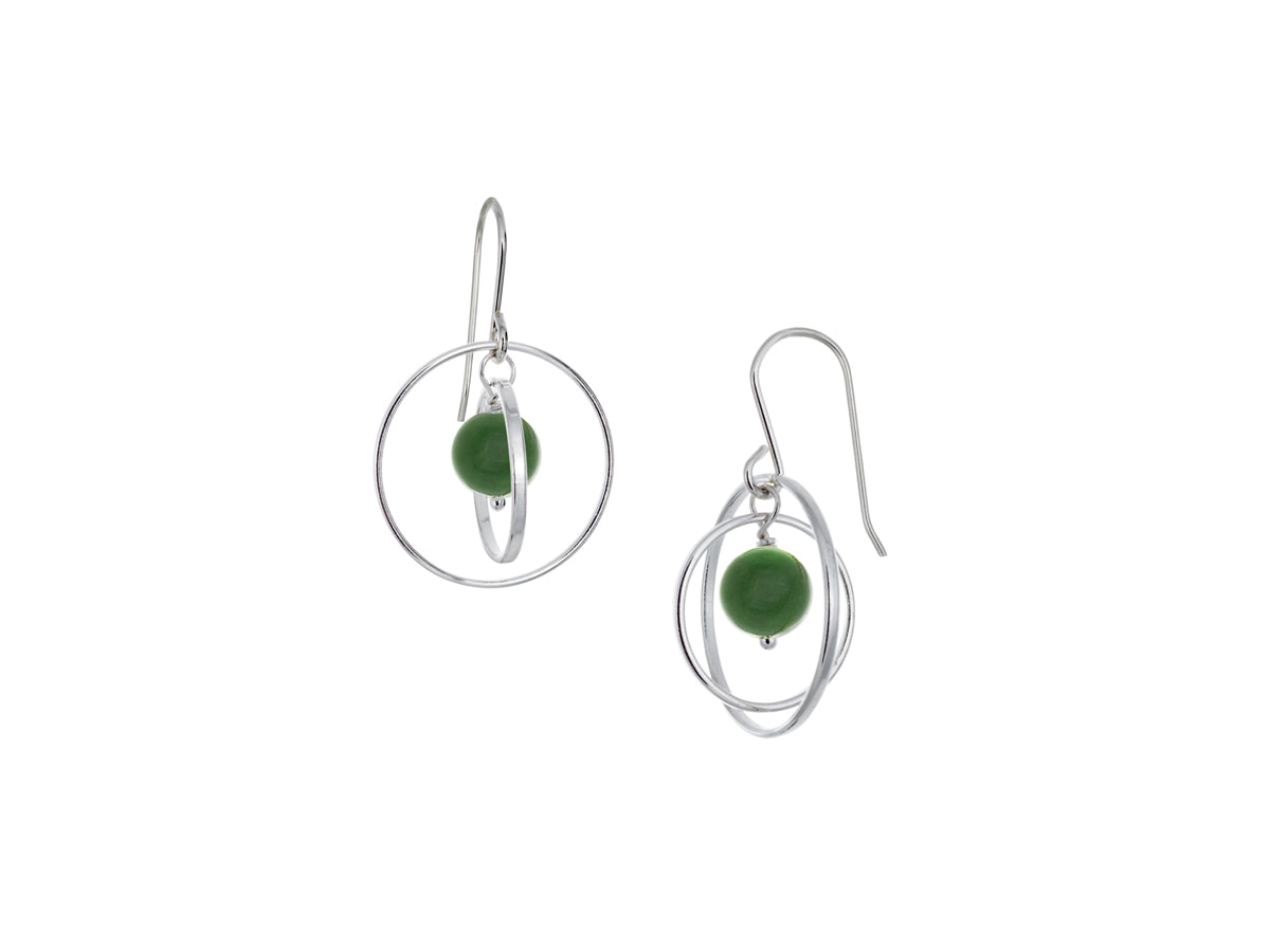 Pamela Lauz - Orbit Green BC Jade Small Loop Earrings