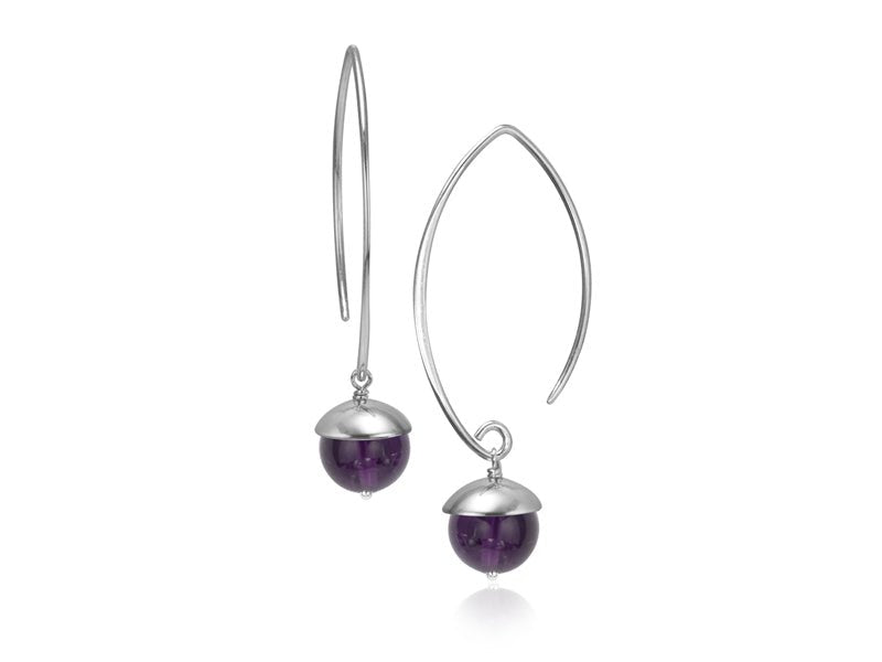 Acorn Amethyst Silver Drop Earrings - Pamela Lauz Jewellery