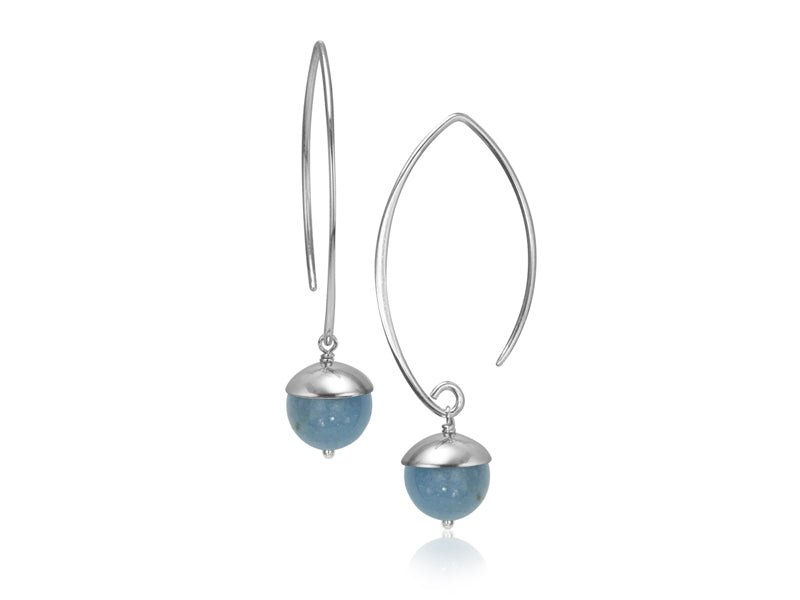 Acorn Aquamarine Silver Drop Earrings - Pamela Lauz Jewellery