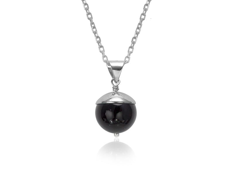 Acorn Black Onyx Pendant Necklace - Pamela Lauz Jewellery