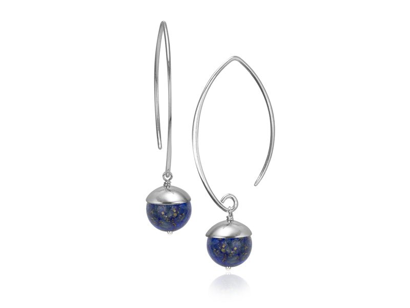 Acorn Lapis Lazuli Silver Drop Earrings - Pamela Lauz Jewellery