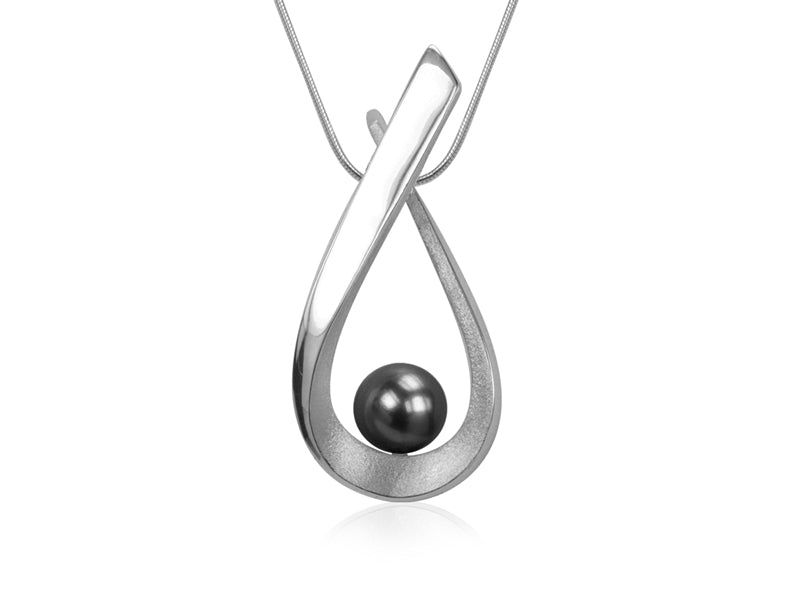 Aqua Black Pearl Pear Shaped Necklace - Pamela Lauz Jewellery