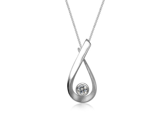 Aqua Cubic Circonia Pear Shaped Necklace - Pamela Lauz Jewellery