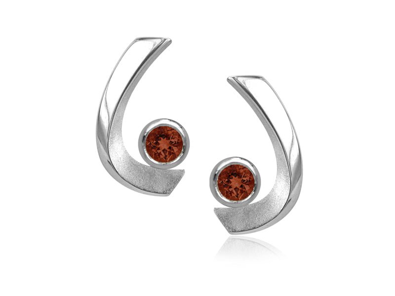Aqua Garnet Curved Stud Earrings - Pamela Lauz Jewellery