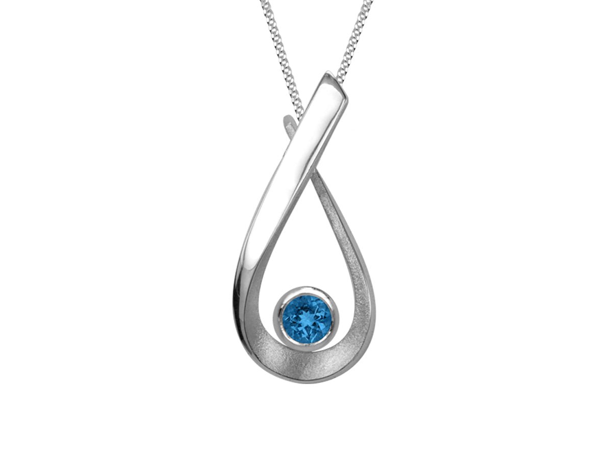 Aqua London Blue Topaz Pear Shaped Necklace - Pamela Lauz Jewellery