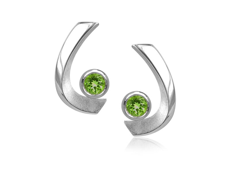 Aqua Peridot Curved Stud Earrings - Pamela Lauz Jewellery