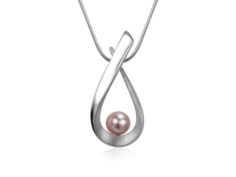Aqua Pink Pearl Pear Shaped Necklace - Pamela Lauz Jewellery