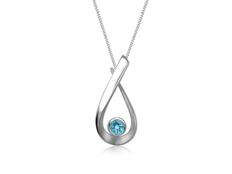 Aqua Swiss Blue Topaz Pear Shaped Necklace - Pamela Lauz Jewellery