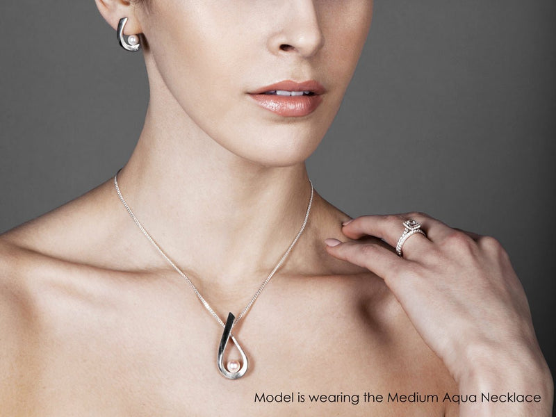 Aqua White Pearl Pear Shaped Necklace - Pamela Lauz Jewellery