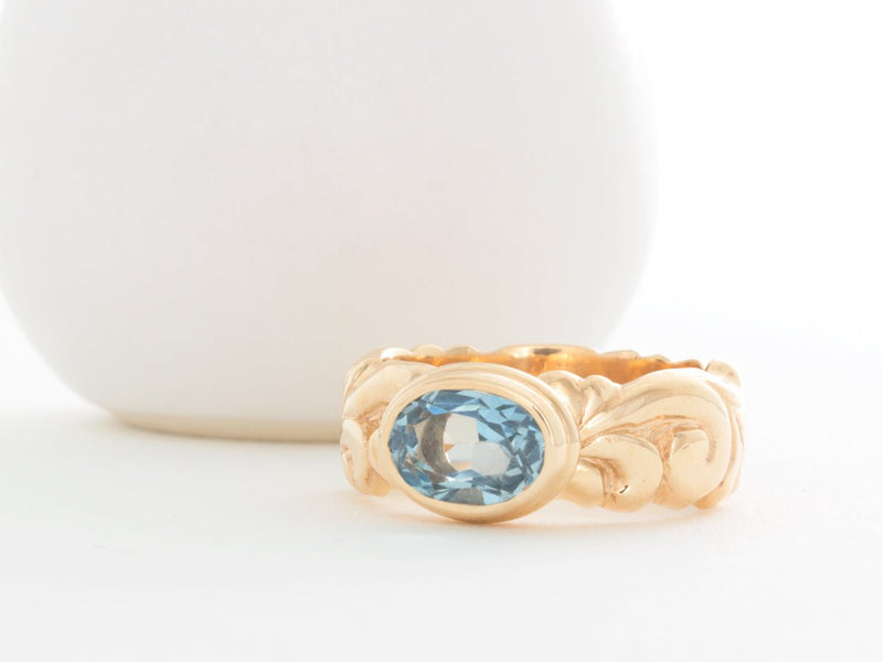 Aquamarine Yellow Gold Ring - Pamela Lauz Jewellery