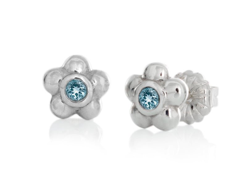 Blossom Dainty Aquamarine Stud Earrings - Pamela Lauz Jewellery