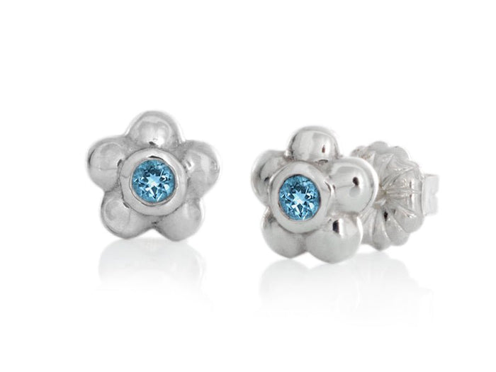 Blossom Dainty Blue Topaz Stud Earrings - Pamela Lauz Jewellery