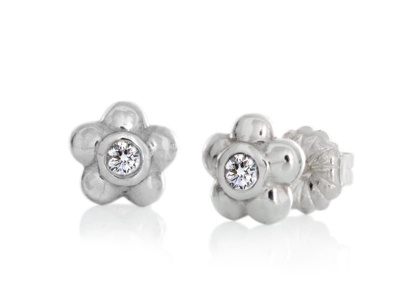 Blossom Dainty Diamond and Gold Stud Earrings - Pamela Lauz Jewellery