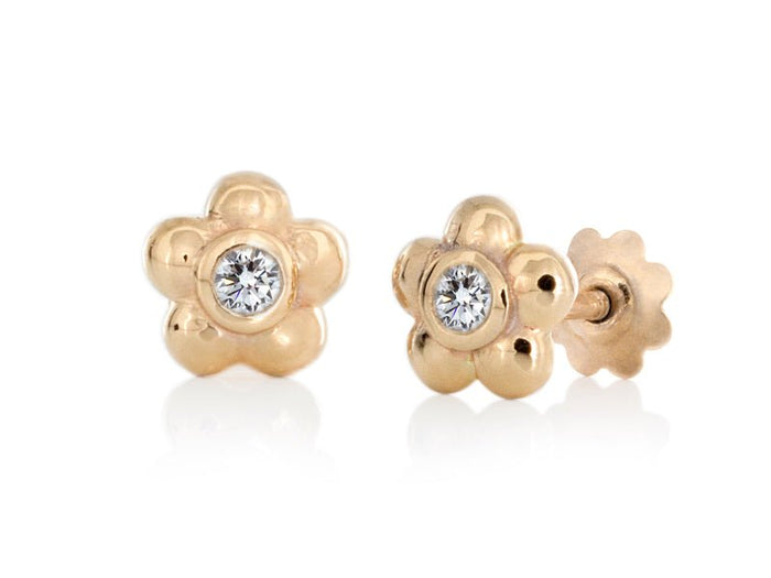 Blossom Dainty Diamond and Gold Stud Earrings - Pamela Lauz Jewellery