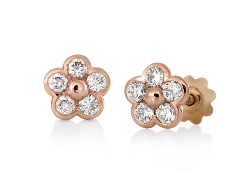 Blossom Dainty Diamond Petals Gold Stud Earrings - Pamela Lauz Jewellery