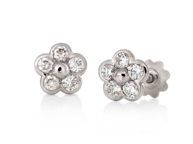 Blossom Dainty Diamond Petals Gold Stud Earrings - Pamela Lauz Jewellery