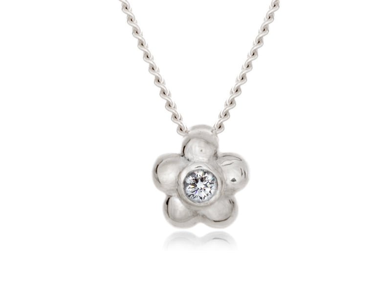 Blossom Dainty Diamond Silver Necklace - Pamela Lauz Jewellery