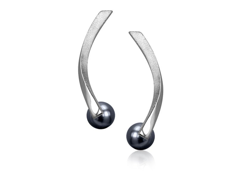 Candela Black Pearl Silver Earrings - Pamela Lauz Jewellery