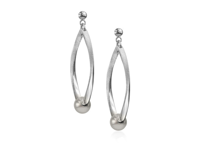 Candela Gray Pearl Silver Drop Earrings - Pamela Lauz Jewellery