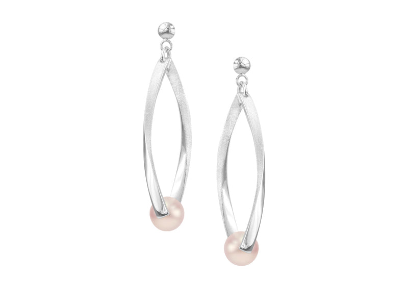 Candela Pink Pearl Silver Drop Earrings - Pamela Lauz Jewellery