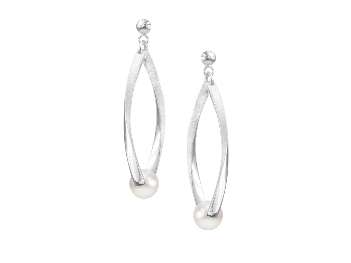 Candela White Pearl Silver Drop Earrings - Pamela Lauz Jewellery