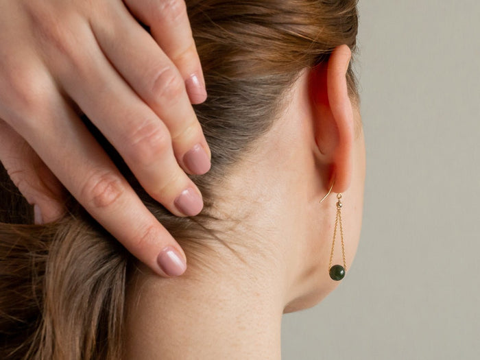 Chandelier BC Jade Long Dangle Earrings - Pamela Lauz Jewellery