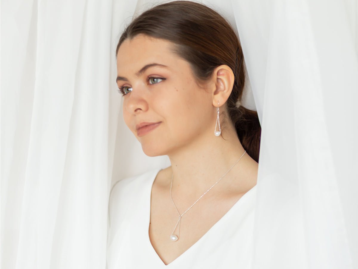 Chandelier White Pearl Long Dangle Earrings - Pamela Lauz Jewellery