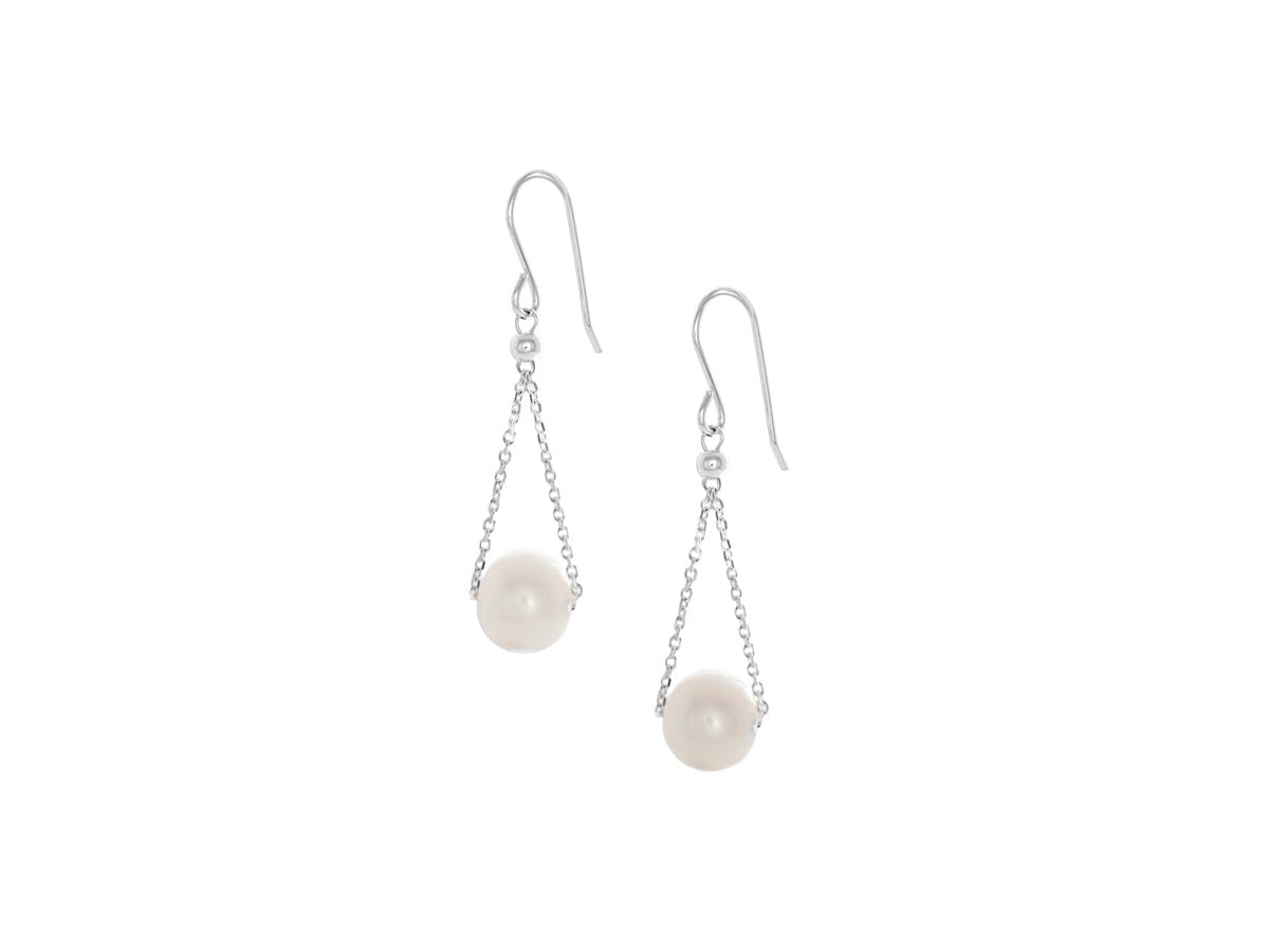 Chandelier White Pearl Short Dangle Earrings - Pamela Lauz Jewellery