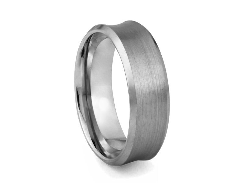 Concave Tungsten Band with Polished Edges - Pamela Lauz Jewellery