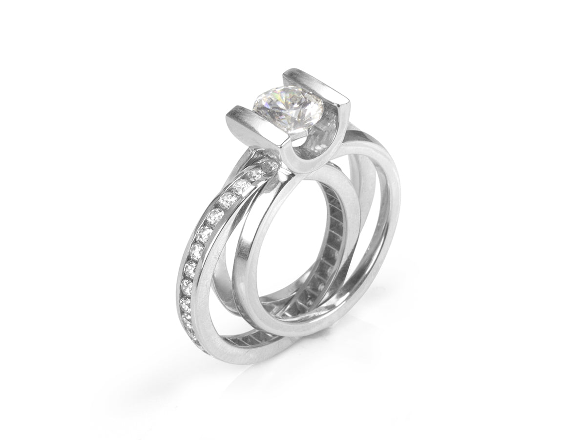 Interlocking wedding and engagement on sale rings