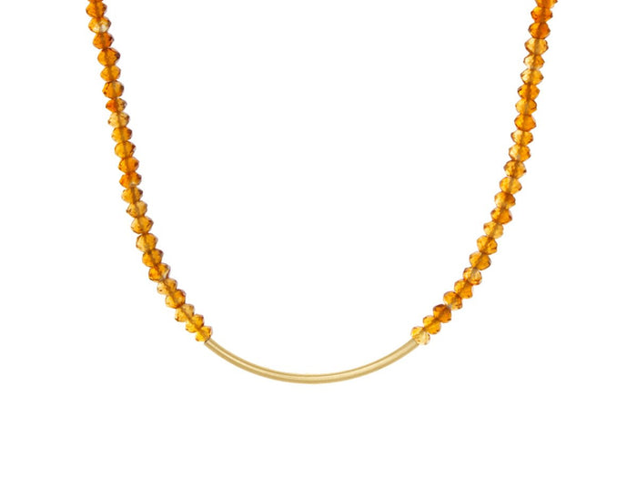 Element Citrine Arc Silver and Gold Necklace - Pamela Lauz Jewellery