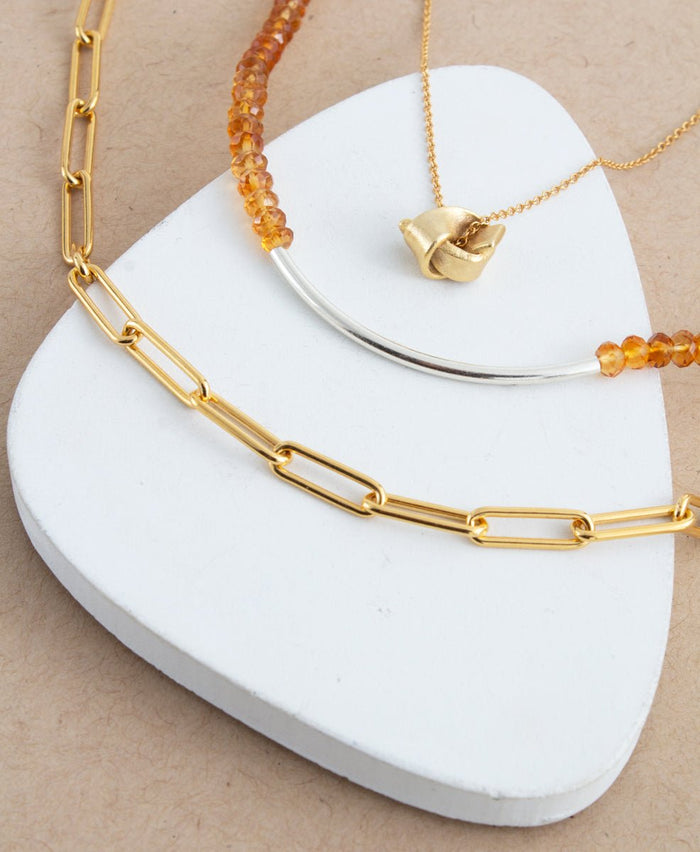 Element Citrine Arc Silver and Gold Necklace - Pamela Lauz Jewellery
