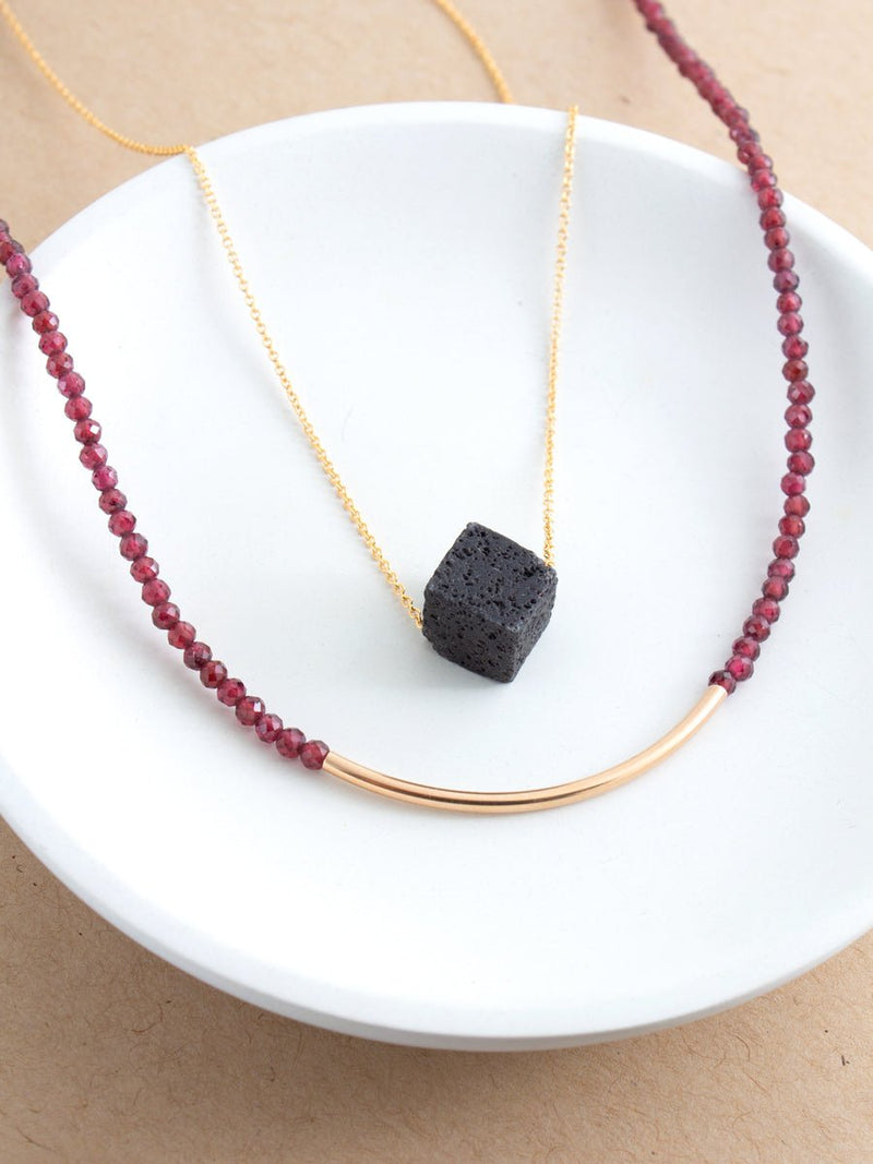 Element Lava Rock Cube Slide Necklace - Pamela Lauz Jewellery