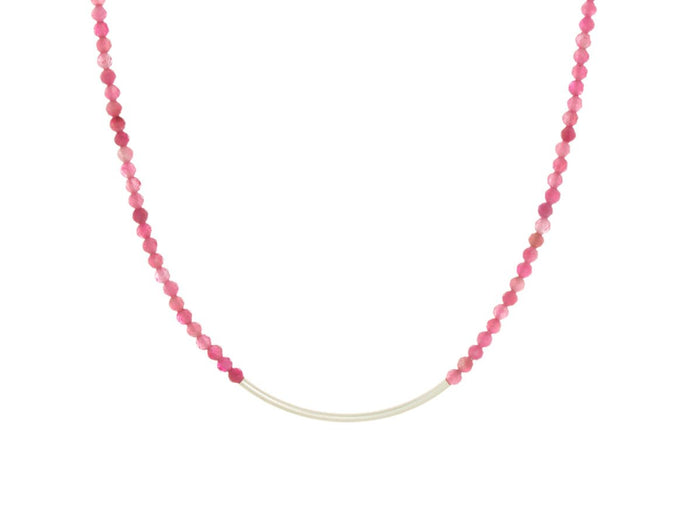 Element Pink Tourmaline Arc Silver and Gold Necklace - Pamela Lauz Jewellery