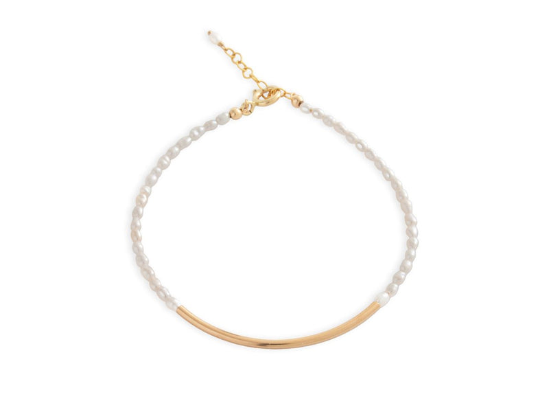 Element White Pearl Arc Silver and Gold Bracelet - Pamela Lauz Jewellery