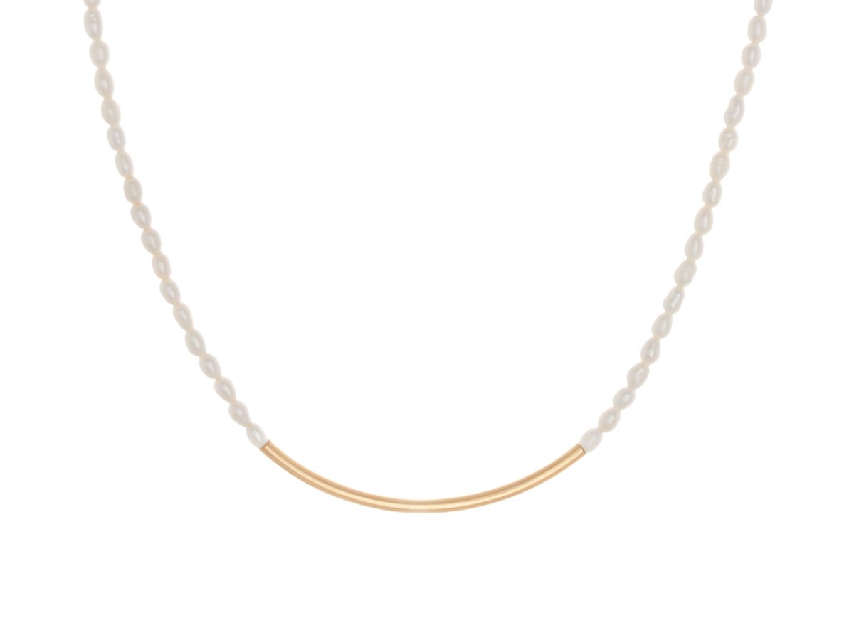 Element White Pearl Arc Silver and Gold Necklace - Pamela Lauz Jewellery
