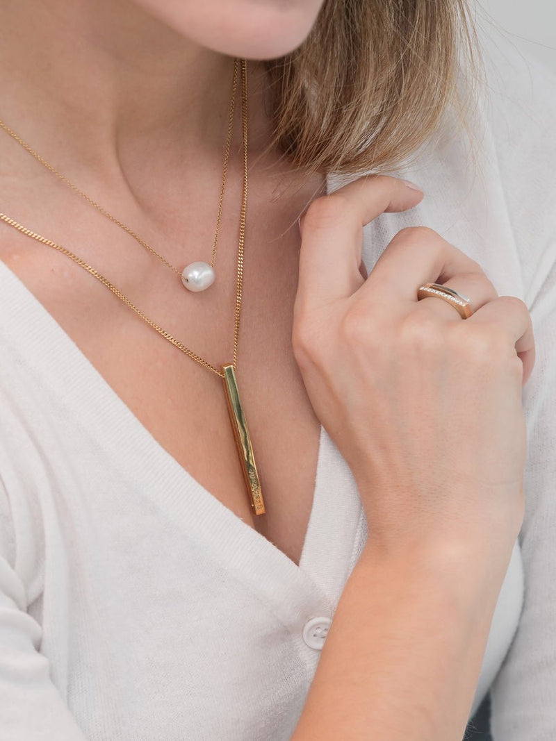 Element White Pearl Slide 14K Gold Necklace - Pamela Lauz Jewellery