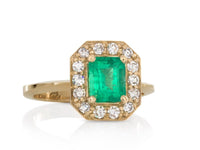 Emerald and Diamonds Halo Ring - Pamela Lauz Jewellery