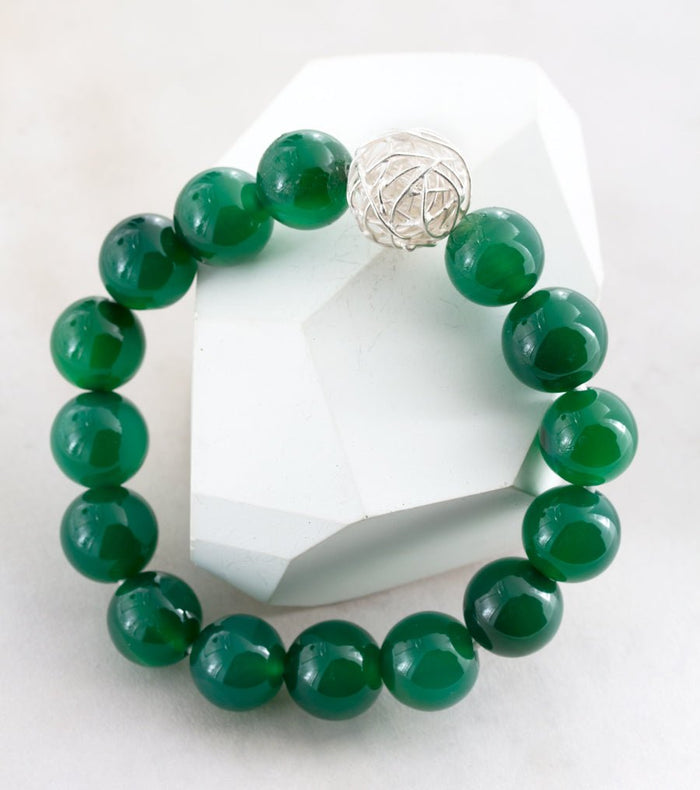 Green Agate Silver Knot Bracelet - Pamela Lauz Jewellery