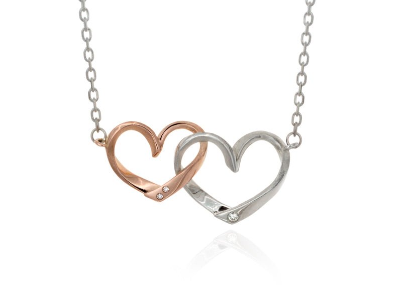 Hearts Duo Silver and Gold Pendant - Pamela Lauz Jewellery