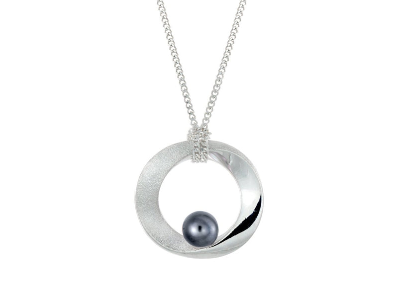 Infinity Open Circle Black Pearl Necklace - Pamela Lauz Jewellery