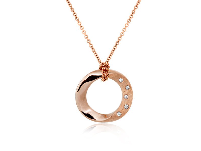 Infinity Open Circle Rose Gold and Diamonds Pendant - Pamela Lauz Jewellery
