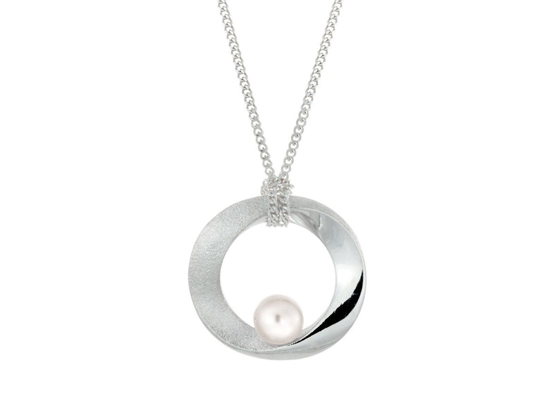Infinity Open Circle White Pearl Necklace - Pamela Lauz Jewellery